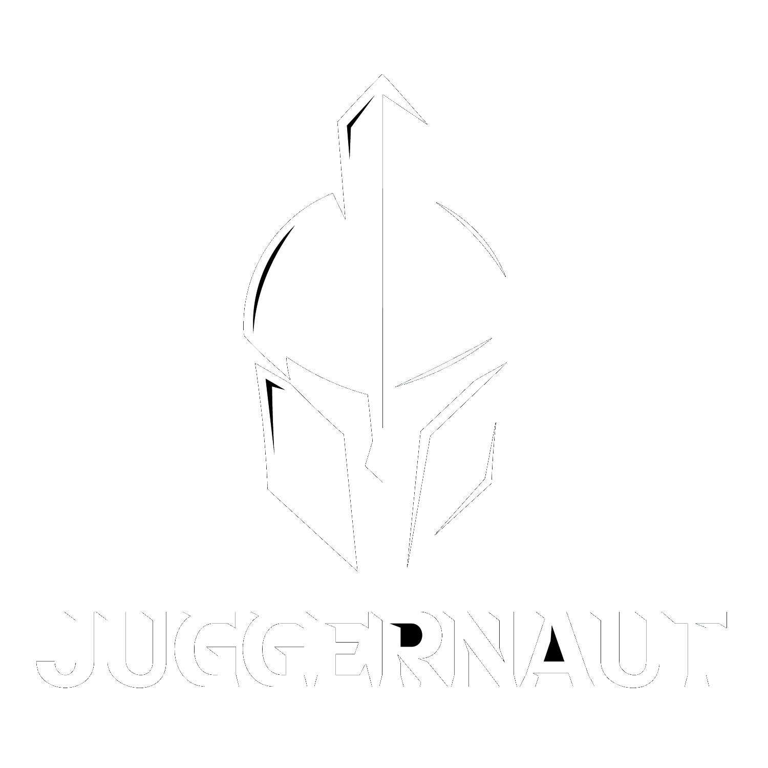 "Juggernaut logo featuring a stylized helmet design for fitness equipment and home gym gear."